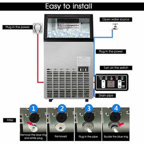 Canada Only - 110LBS/24H Stainless Steel Commercial Ice Maker with 33LBS Storage Capacity