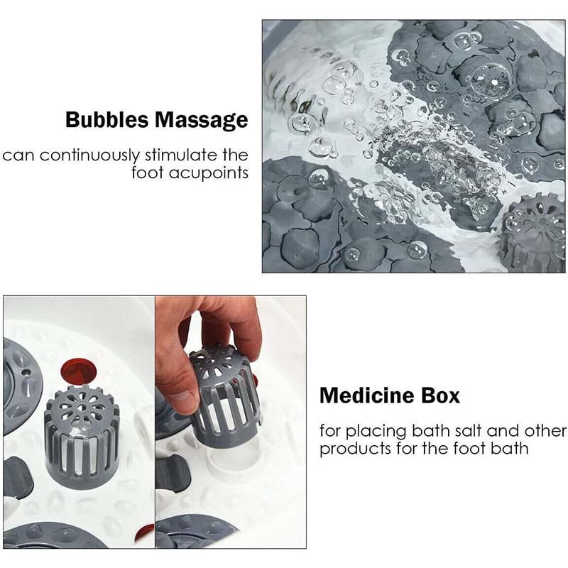 Heated Foot Spa Bath Massager with Bubbles, 16 Pedicure Shiatsu Roller Massage Points, Electric Foot Soaker Tub