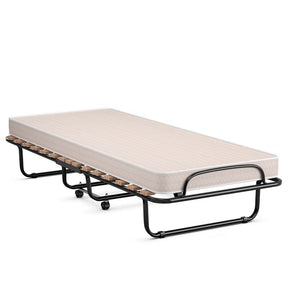 75" x 32" Rollaway Bed with Mattress, Portable Guest Bed Folding Sleeper Bed Cot