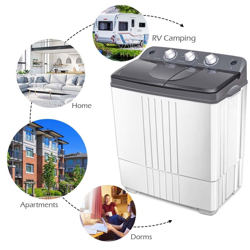 20 LBS 2-in-1 Portable Washing Machine, Twin Tub Top Load Washer Dryer Combo for RV Dorm Apartment