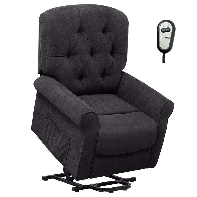 Skin-friendly Fabric Power Lift Chair for Elderly, Adjustable Electric Recliner Living Room Sofa with Remote