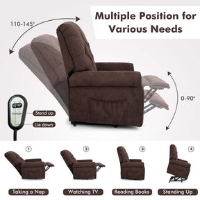 Skin-friendly Fabric Power Lift Chair for Elderly, Adjustable Electric Recliner Living Room Sofa with Remote