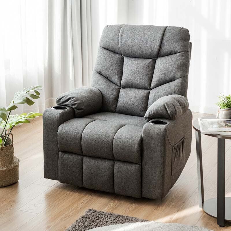 Costway Grey Fabric Power Lift Recliner Chair Sofa for Elderly w