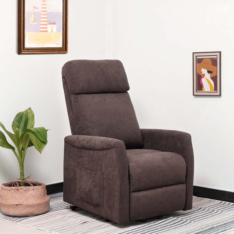 Fabric Power Lift Recliner Chair for Elderly, Electric Stand-Up Arm Chair with Remote, Adjustable Backrest, Side Pocket