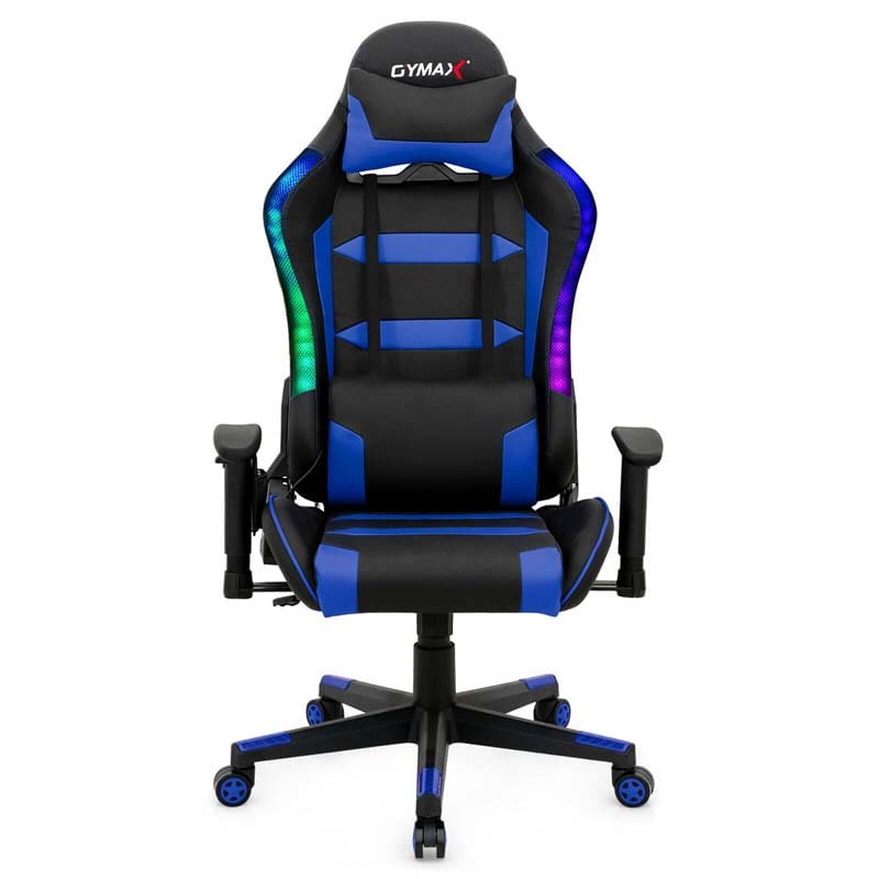 High Back RGB Gaming Chair, Ergonomic Video Game Chair with LED Lights, PVC Leather E-Sport Computer Chair