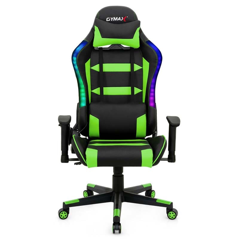 High Back RGB Gaming Chair, Ergonomic Video Game Chair with LED Lights, PVC Leather E-Sport Computer Chair