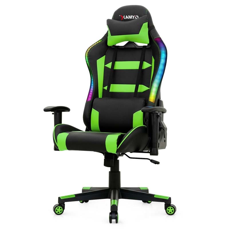 High Back RGB Gaming Chair, Ergonomic Video Game Chair with LED Lights, PVC Leather E-Sport Computer Chair