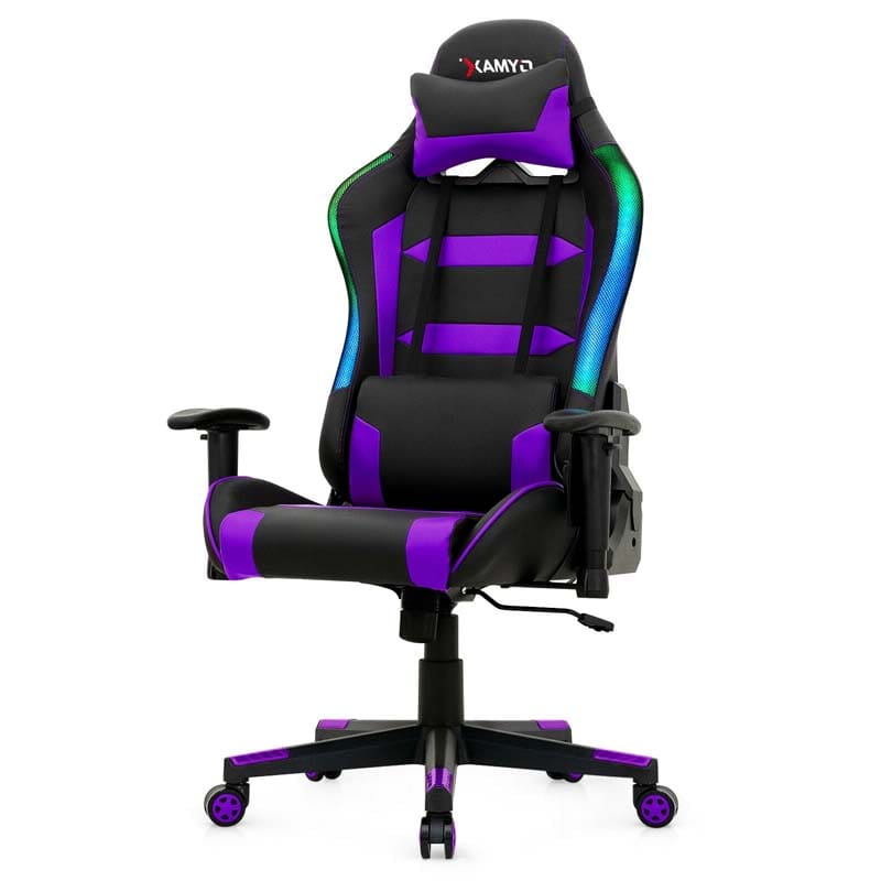 High Back RGB Gaming Chair, Ergonomic Video Game Chair with LED Lights, PVC Leather E-Sport Computer Chair