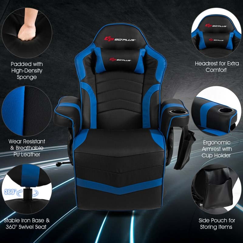 Goplus Massage Gaming Recliner Chair, Racing Style PU Leather