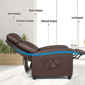 PU Leather Massage Recliner Sofa Modern Recliner Chair Winback Single Sofa with Side Pocket