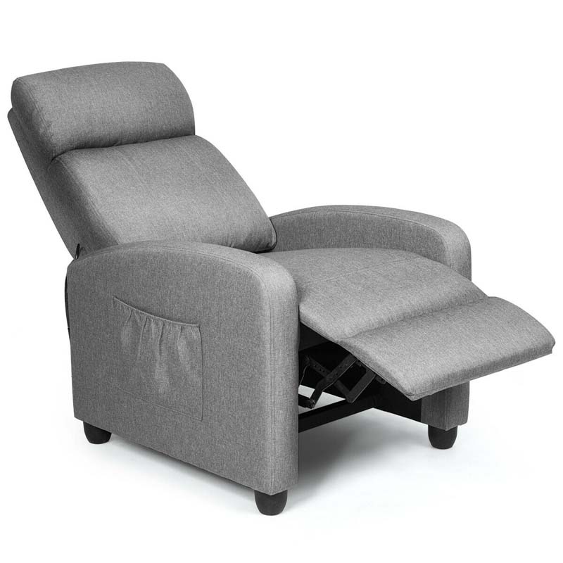 PU Leather Massage Recliner Sofa Modern Recliner Chair Winback Single Sofa with Side Pocket