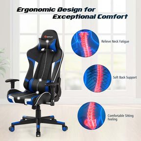 Ergonomic Swivel Massage Gaming Chair Recliner, E-Sport Gamer Racing Chair, Computer Office Chair with Headrest & Lumbar Support