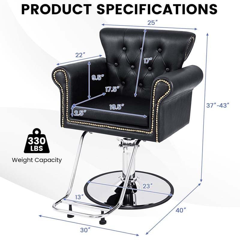 Retro Salon Chair for Hair Stylist, Adjustable Swivel Barber Chair Heavy Duty Hydraulic Spa Makeup Tattoo Chair