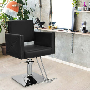 Leather Barber Chair with Adjustable Hydraulic Pump, 360° Swivel Makeup Hair Salon Chair for Hair Stylist