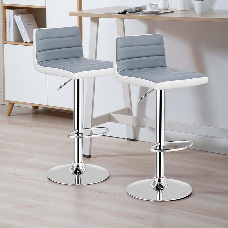 2-Pack Adjustable Swivel Bar Stools PU Leather Counter Height Dining Chairs for Kitchen Pub Bistro