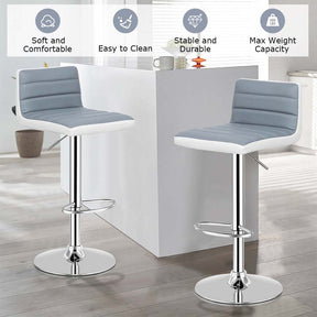 2-Pack Adjustable Swivel Bar Stools PU Leather Counter Height Dining Chairs for Kitchen Pub Bistro