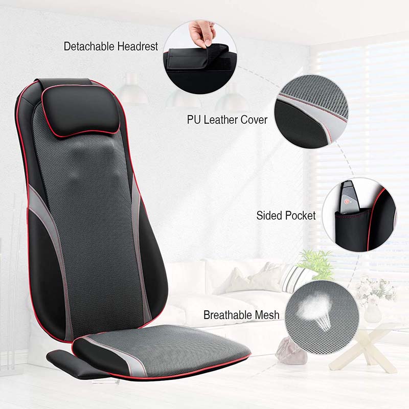 Shiatsu Back Massager with Heat, Full Back & Hip Muscle Pain Relief, Massage Seat Cushion for Stress Relief