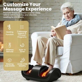 Shiatsu Foot Massager with Heat & Remote, Kneading & Rolling Feet/Leg/Calf/Arm/Ankle Electric Massage Machince