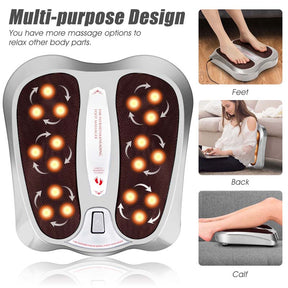 3-in-1 Electric Foot Massager, Foot Back Leg Kneading Shiatsu Massage Machine, Foot Warmer with Infrared Heating & 18 Massage Nodes