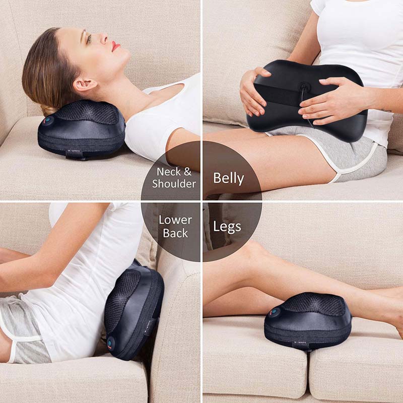 Shiatsu Pillow Massager, Shoulder Back Neck Massage Pillow with Heat Deep Kneading for Muscle Pain Relief