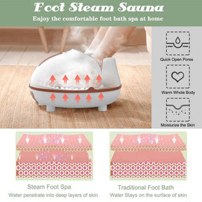 Steam Foot Spa Bath Massager, Foot Sauna Massage Machine with 3 Heat Levels, Pedicure Massage Rollers, Timing Function