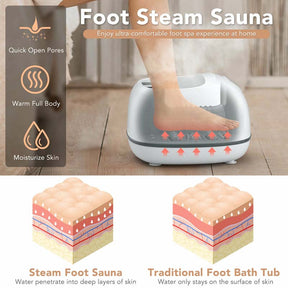 Steam Foot Spa Massager, Foot Bath Massager with 3 Level Heating, Home Pedicure Foot Spa, Shiatsu Foot Sauna Steam Massager