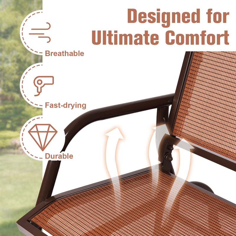 48" 2-Person Outdoor Swing Glider Bench Patio Rocking Chair Fabric Loveseat for Porch Garden