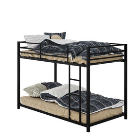Metal Bunk Bed Twin Over Twin, Classic Bunk Bed Frame Platform with Side Ladder & Safety Guardrail