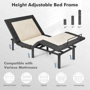 Adjustable Bed Base with Wireless Remote, Zero Gravity Smart Electric Bed Frame with Massage Modes