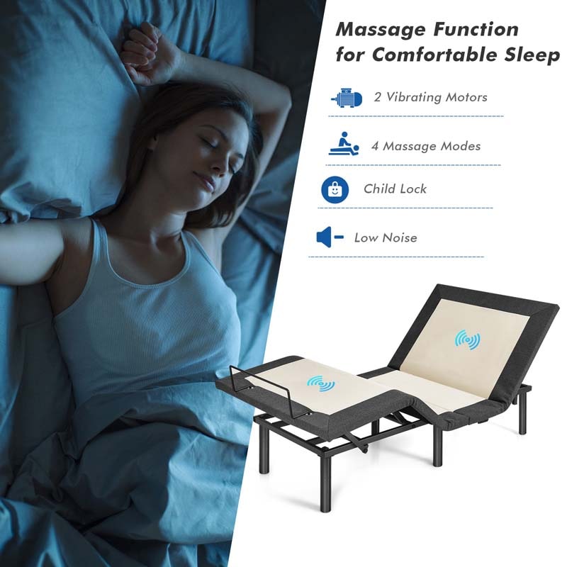 Adjustable Bed Base with Wireless Remote, Zero Gravity Smart Electric Bed Frame with Massage Modes