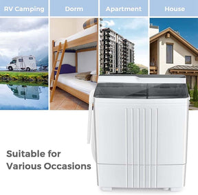 21 LBS Portable Washing Machine with Drain Pump, Twin Tub Top Load Washer Dryer Combo for RV Apartment