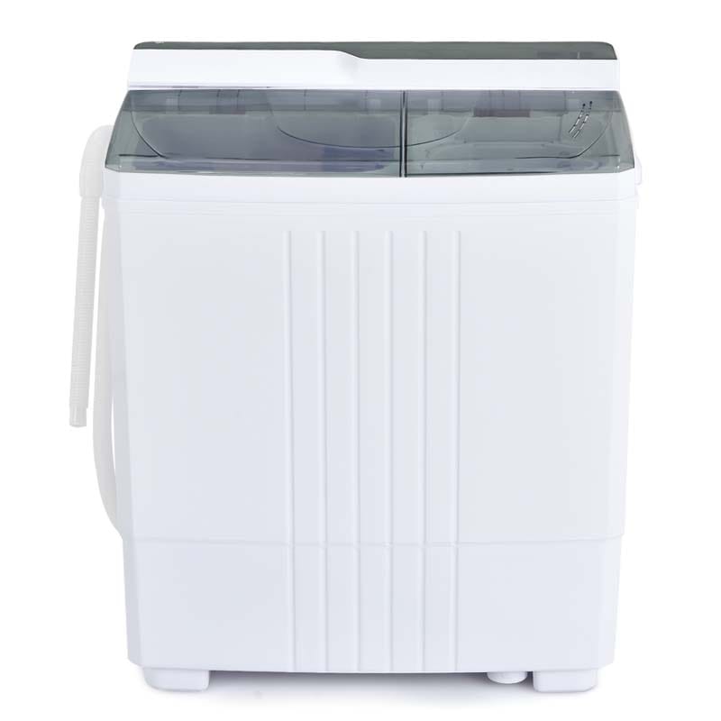 21 LBS Portable Washing Machine with Drain Pump, Twin Tub Top Load Washer Spin Dryer Combo for RV Apartment