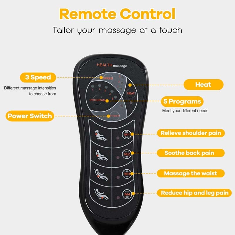 Car Electric Massage Chair Pad Heating Vibrating Back Massager Chair  Cushion Home Office Lumbar Pain Relief With Remote Controls