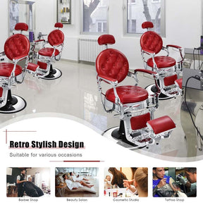 Vintage Barber Chair Height Adjustable Hairdressing Chair, 360° Swivel Reclining Makeup Hair Salon Chair for Hair Stylist