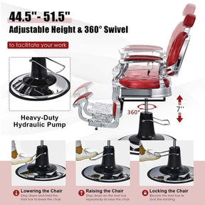 Vintage Barber Chair Height Adjustable Hairdressing Chair, 360° Swivel Reclining Makeup Hair Salon Chair for Hair Stylist