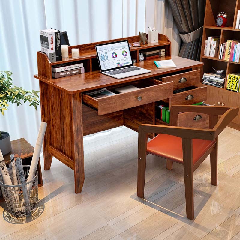 Computer Writing Desk Antique Brown