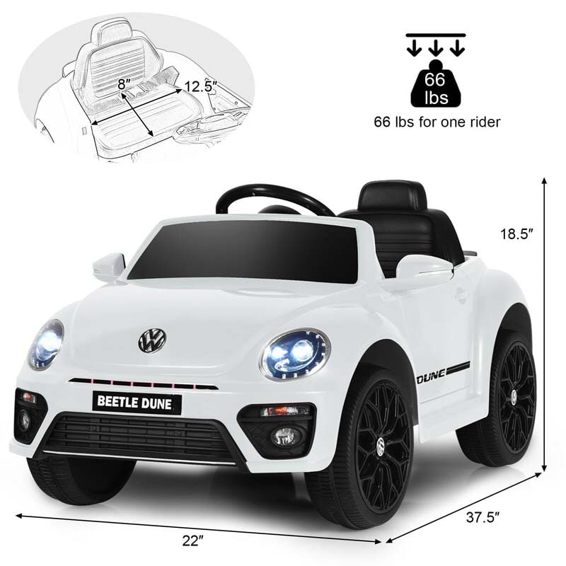 Licensed Volkswagen Beetle Ride-on Car 12V Battery Powered Vehicle Kids Riding Toy Car with Remote