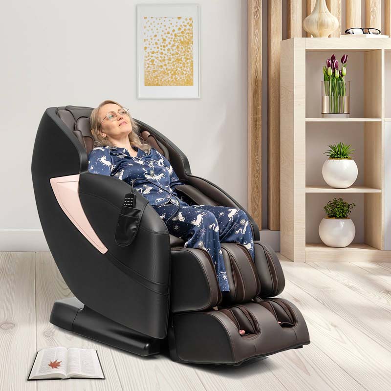 SL-Track Zero Gravity Full Body Massage Chair Recliner with Heating Therapy, LED Color Screen & Voice Control