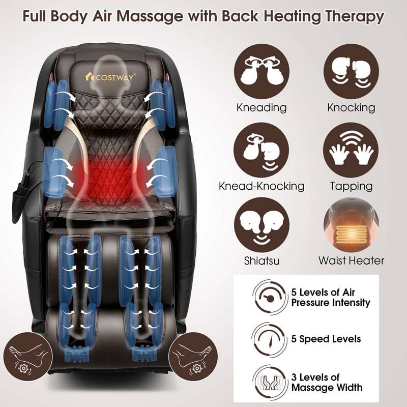 SL-Track Zero Gravity Full Body Massage Chair Recliner with Heating Therapy, LED Color Screen & Voice Control