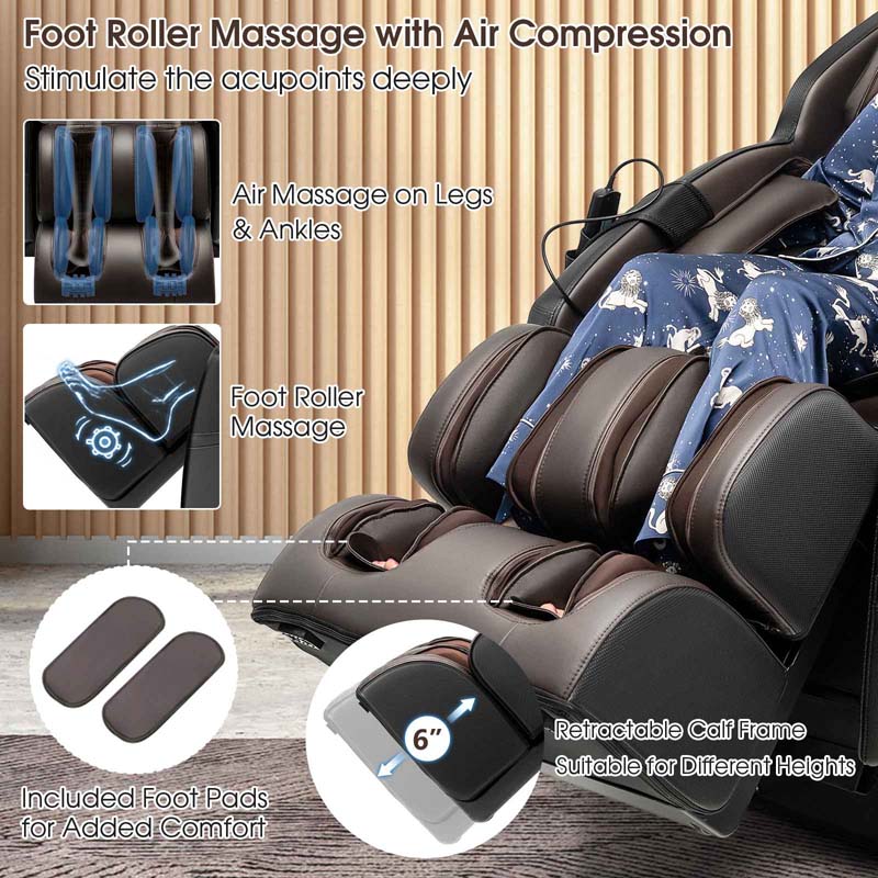 SL-Track Zero Gravity Full Body Massage Chair Recliner with Heating Therapy, LED Color Screen & Voice Control