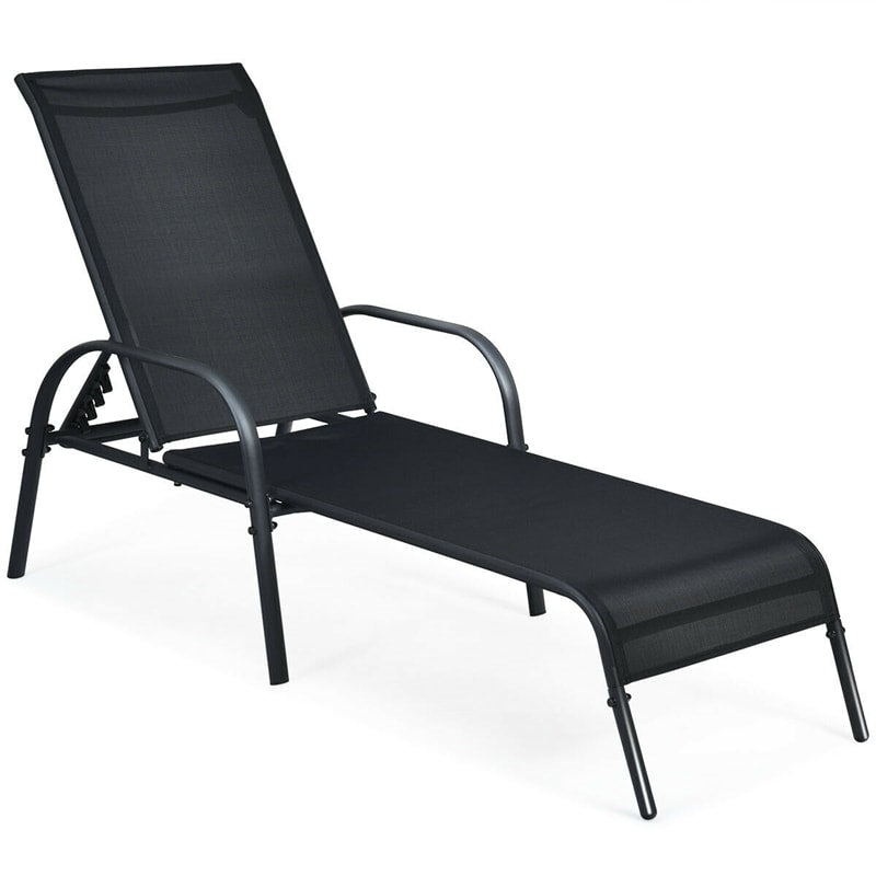 5-Position Fabric Folding Outdoor Chaise Lounge Chair, Lightweight Pool Chair Patio Lawn Recliner Sun Lounger