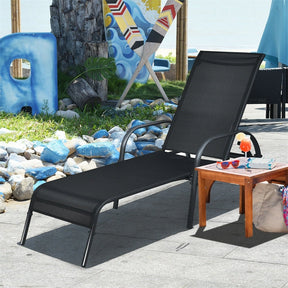 5-Position Fabric Folding Outdoor Chaise Lounge Chair, Lightweight Pool Chair Patio Lawn Recliner Sun Lounger