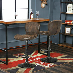 2-Pack Retro Swivel Bar Stools with Backrest & Footrest, Hot-stamping Bar Chairs PU Leather Counter Stools