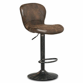 2-Pack Retro Swivel Bar Stools with Backrest & Footrest, Hot-stamping Bar Chairs PU Leather Counter Stools