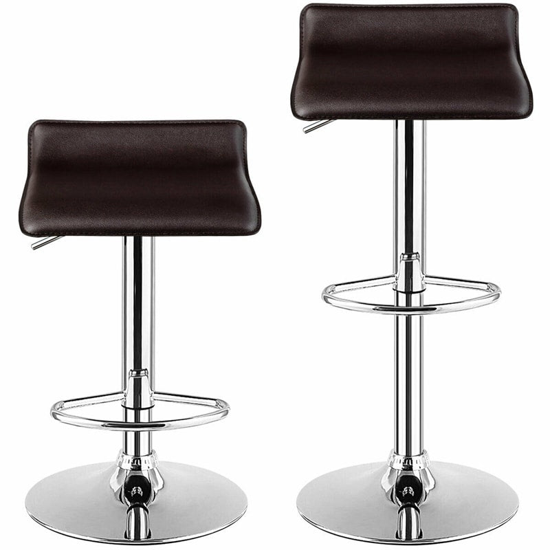2-Pack Modern Swivel Bar Stools, Adjustable Height PU Leather Backless Counter Stools, Kitchen Dining Chairs