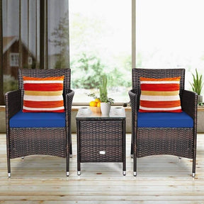 Canada Only - 3 Pcs Rattan Patio Furniture Conversation Set with Coffee Table
