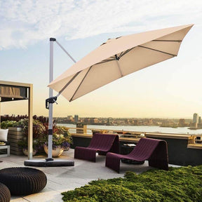 Canada Only - 10 FT 360° Tilt Aluminum Square Patio Umbrella without Weight Base