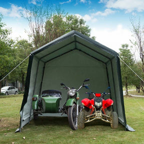 10 x 10 FT Outdoor Patio Steel Carport Canopy Tent Storage Shelter Garage Shed for Motorcycle ATV Car Bike